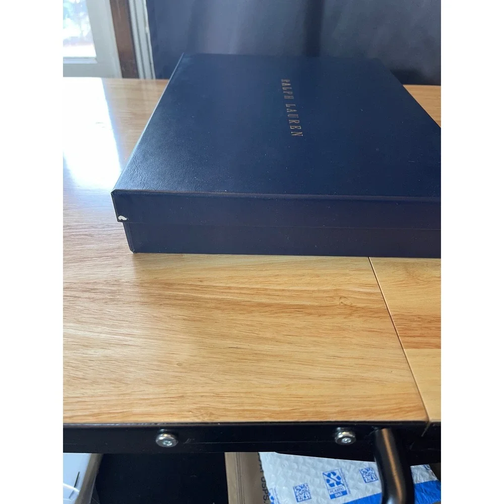 Ralph Lauren Navy Blue Gold Logo Gift Presentation Box 14x10x2.5 with‎ Tissue